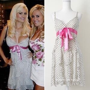 Extremely Rare Early 2000s Vintage Polka Dot Ruffle Bow Dress ASO Holly Madison